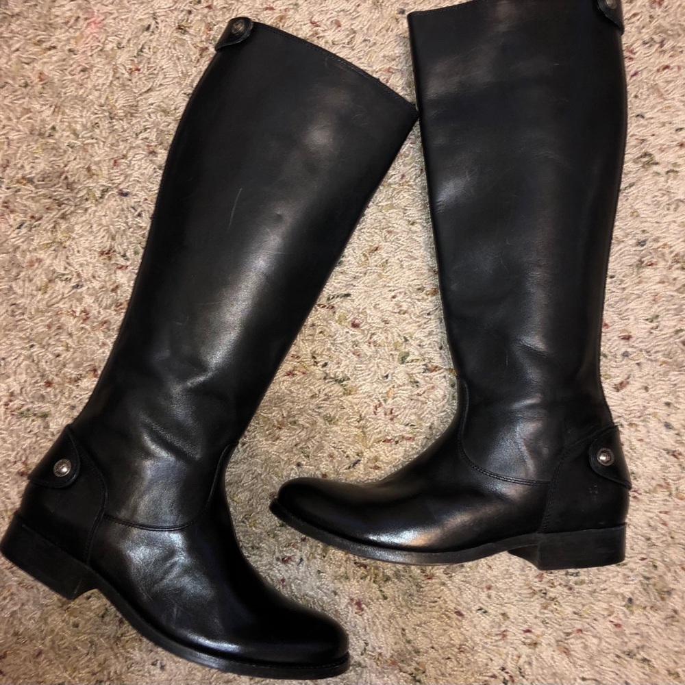Frye Melissa Button Back Zip Leather Boots Size 6